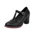thumbnail image 2 of Miluxas Women's T-Strap Mary Jane Pumps Round Closed Toe Comfortable Low Chunky Block Heel Wedding Dress Evening Party Shoes Black 9.5(43), 2 of 7
