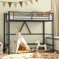 thumbnail image 4 of VECELO Metal Twin Size Loft Bed Frame with Stairs & Full-Length Guardrail, Noise-Free, Black, 4 of 11