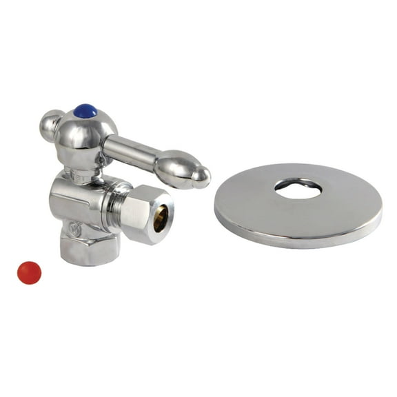 Kingston Brass CC33101KLK 3/8" FIP x 3/8" OD Comp Quarter-Turn Angle Stop Valve with Flange, Polished Chrome