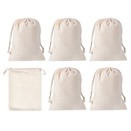 REGALWOVEN 7"x5" Coin Sacks Bag, 6pcs Deposit Change Transit Bags Style 2, White