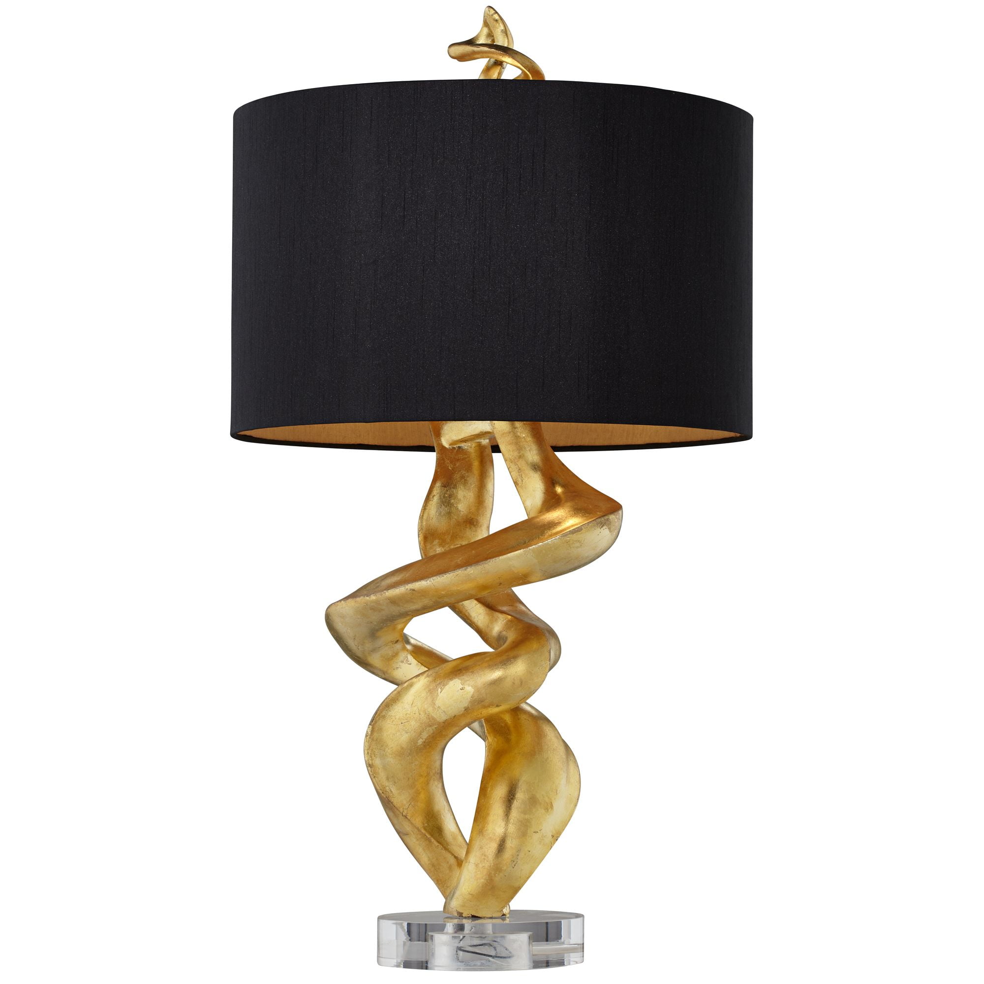 Kathy Ireland Impressions 33" Tall Sculpture Base Large Modern Luxury End Table Lamp Gold Leaf Finish Single Living Room Bedroom
