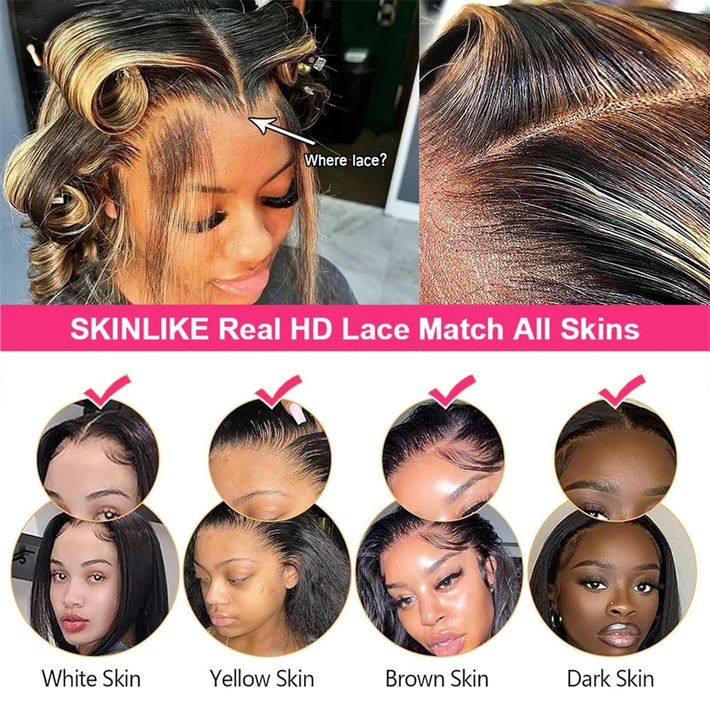 1B/27 Straight 13x4 Lace Frontal Wig Human Hair Pre Plucked Ombre Blonde Colored Lace Front Wigs