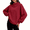 Red, variant on TKKCS Womens Corduroy High Neck Tops- Balloon Long Sleeve Soft Knit Pullover Loose Fit Casual Fashion Blouse Pink Size XL
