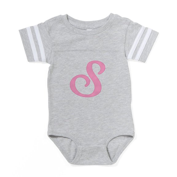 CafePress - S Pink Initial_Tr - Cute Infant Baby Football Bodysuit