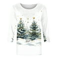 thumbnail image 5 of Makaor Plus Size Fall Tops Crew Neck Shirts Christmas Tree Graphic 3/4 Sleeve Pullover Tees Cute Fashion Outfits, 5 of 5