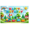 thumbnail image 2 of Colorful Train Happy Birthday Banner for Kids Outdoor Party Celebration, 2 of 7