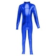 thumbnail image 4 of MEZZALL Girls Bodysuits Metallic High Neck Long Sleeve Performance Romper With Glitter Gold And Back Zipper For Dance Stage Wear O-Neck Solid Color Breathable Back To School Onesie, 4 of 4