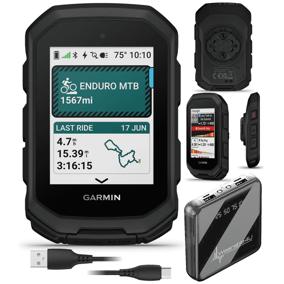 Garmin Edge MTB Rugged GPS Bike Computer with Mountain Bike Metrics, Trail & Topo Maps, Multi-Band GPS, Navigation, MTB Mounts with Wearable4U PowerBank