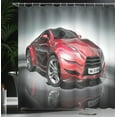 thumbnail image 4 of Ambesonne Car Shower Curtain, Red Fast Sports Racing Men, 69"Wx75"L, Grey Red, 4 of 5