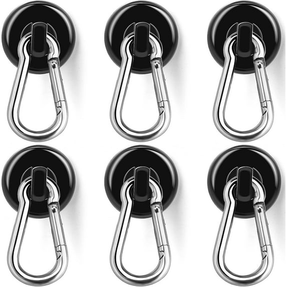 Xiangyi Magnetic Hooks,100LBS Strong Heavy Duty Neodymium Magnet Hooks with Swivel Carabiner Hook,Great for Your Kitchen,Refrigerator and Other Magnetic Surfaces(4 Pack), Silvery