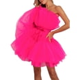 thumbnail image 2 of Txlixc - Mini vestido sin tirantes de cintura alta de hilo de malla de color sólido para mujer Txlixc  Estilo de ocio, 2 of 5