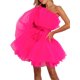thumbnail image 2 of Txlixc - Mini vestido sin tirantes de cintura alta de hilo de malla de color sólido para mujer Txlixc  Estilo de ocio, 2 of 5