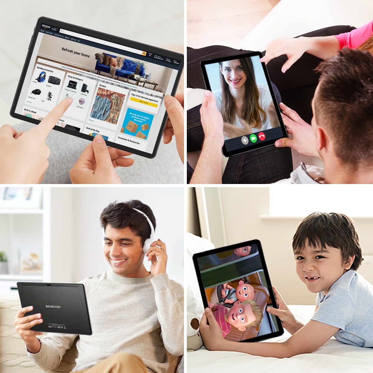 10.1 inch Tablet Android 11 Tablets PC 64GB Storage Octa-Core Processor, Dual 13MP + 5MP Camera, WiFi, Bluetooth, GPS, 512GB Expand Support, IPS Full HD Display - Black