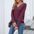 thumbnail image 3 of Womens Long Sleeve Shirt, V Neck T Shirts for Women Summer Casual Vintage Solid Color Loose Fit Basic Tees T-Shirts S-2XL, 3 of 7