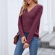 thumbnail image 3 of Ailaofu Women V Neck T-Shirt Casual Short Sleeve Plain Tee Shirts Blouses, 3 of 6