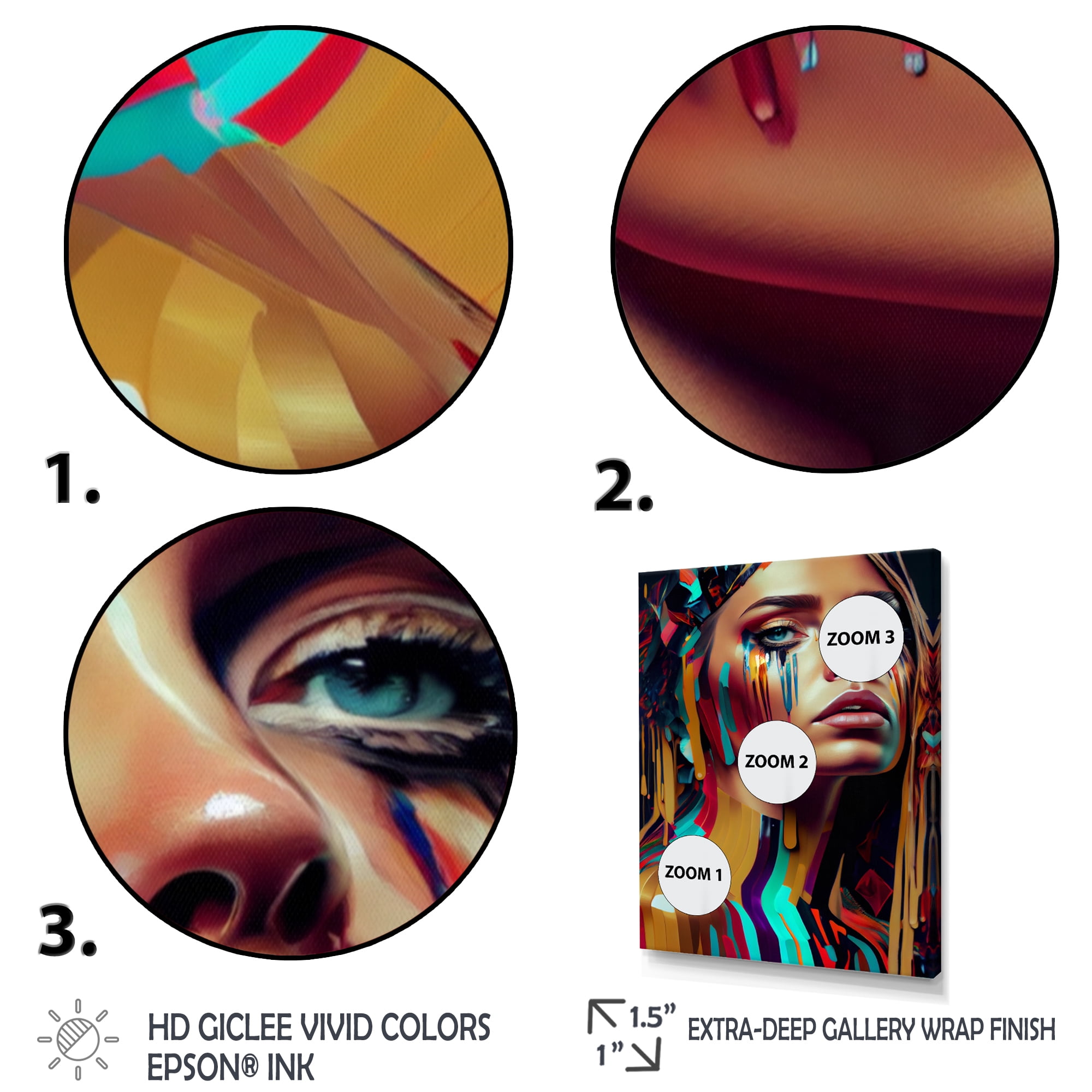 Designart Vibrant Creative Woman Portrait III Canvas Wall Art