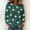 thumbnail image 3 of Craaazy St. Patrick's Day Waffle Sweatshirt for Women Green Graphic Casual Crewneck Long Sleeve Pullover Tops Gifts, 3 of 5