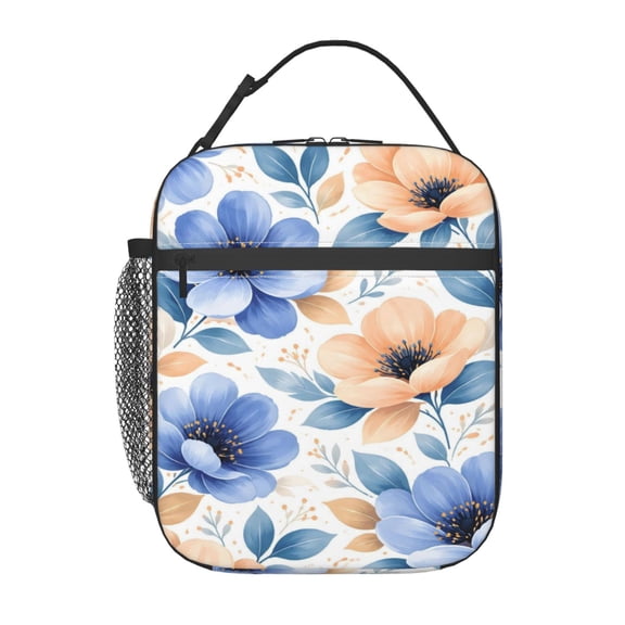 Watercolor Floral Lunch Bag Reusable Thermal Lunch Tote with Handle for Women and Men