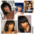 thumbnail image 6 of DOPI Fashion Women Short Straight Black Wig with Bangs, 12 Inches（Synthetic Wig）, 6 of 8