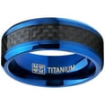Men's Titanium Wedding Band, Engagement Ring, Blue Ion Plating and Black Cardon Fiber Inlay 12