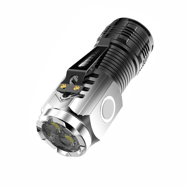 HJQEQVD Portable LED Flashlight with Toggle Clip Mini Rechargeable Water Resistances Flashlight Built in Super Bright Flashlight for Emergencies Walking Night Reading Silver & One Size