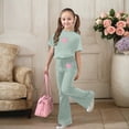 thumbnail image 2 of RTKFRFLM Girls 2-Piece Flare Leg Pants Set Trendy Summer Casual Outfits Short Sleeve Top and Bell Bottom Trousers Stylish Clothes for Big Girls and Ages 7-13 Years, 2 of 5