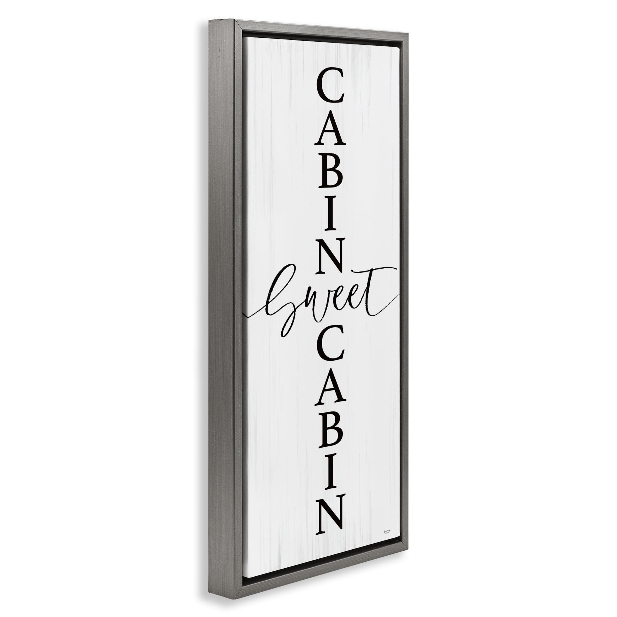 Stupell Industries Sweet Cabin Vertical Words Gray Framed Floater Canvas Wall Art, design by Lux + Me Designs