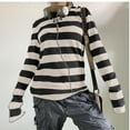thumbnail image 1 of xiaxaixu Chemise de Base en Tricot pour Femme Automne Décontractée Gris Noir à Rayures Manches Longues Col Rond Hauts Club Mode Urbaine, 1 of 8