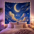 thumbnail image 2 of Crescent Moon Above Golden Clouds and Stars, Dreamy Celestial Style for Celestial Art Lovers, Moon Wall Art, Housewarming Gift, Tapestry Wall Hanging for Bedroom and Dorm, 2 of 7