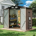 thumbnail image 3 of BaPiPro 6 x 4 ft Outdoor Metal Storage Shed with Included Base & Air Vents, Lockable, Brown, 3 of 10