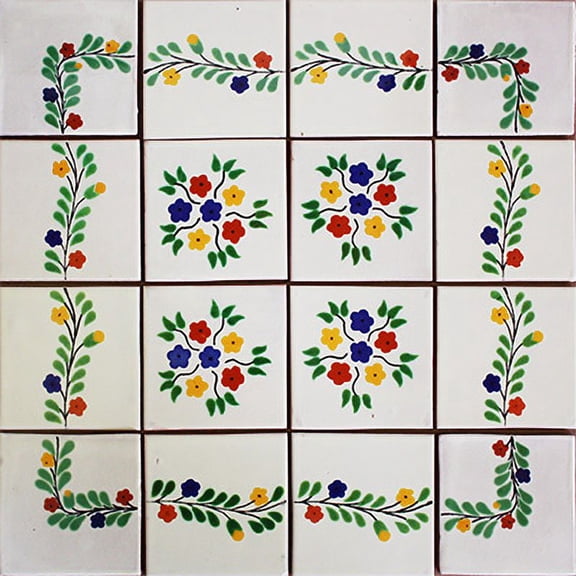 Linares Mexican Tile Set Backsplash Mural