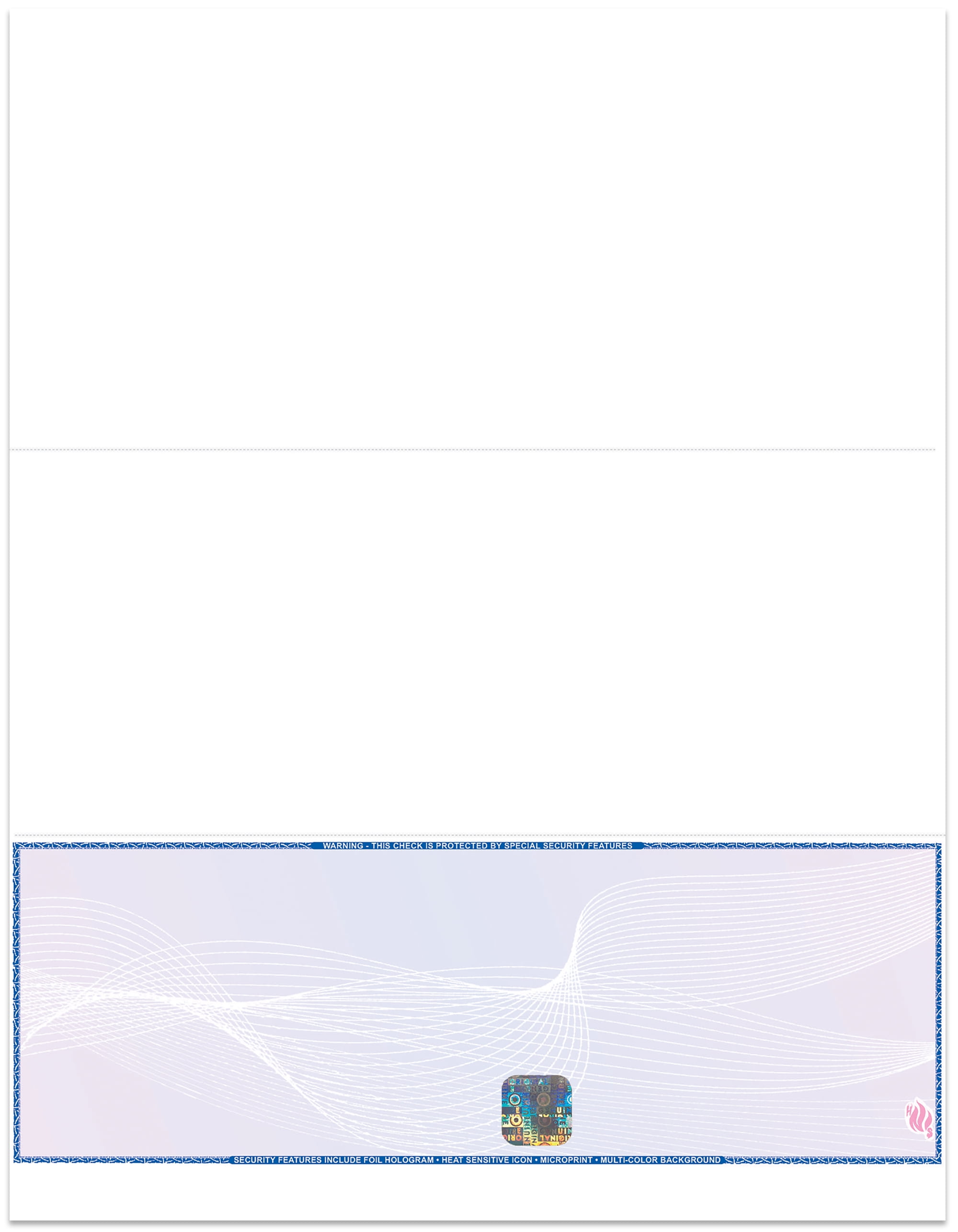 EZ Checks Blank Hologram High Security Laser Business Checks Check at Bottom (Blue/Maroon