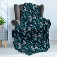 thumbnail image 4 of Romantic Soft Flannel Fleece Blanket, Summer is Here Message with Blossoming Pomegranate Fruits Tree, Cozy Plush for Indoor and Outdoor Use, 50" x 60", Baby Pink and Dark Petrol Blue, by Ambesonne, 4 of 5
