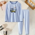 thumbnail image 2 of Gibobby Kids Girls Cartoon-Printed 2-Piece Outfit Crew-Neck Pullover Trousers Cotton Snug-Fit Winter Warm Lounge, CuteBunny Print Pajamas,Blue,7-8 Years, 2 of 5