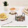 thumbnail image 6 of 6 Pcs Drink Coasters with Holder 3.94in Woven Coasters for Drinks Old Train with Flowers Coaster Set for Protection Table, 6 of 7
