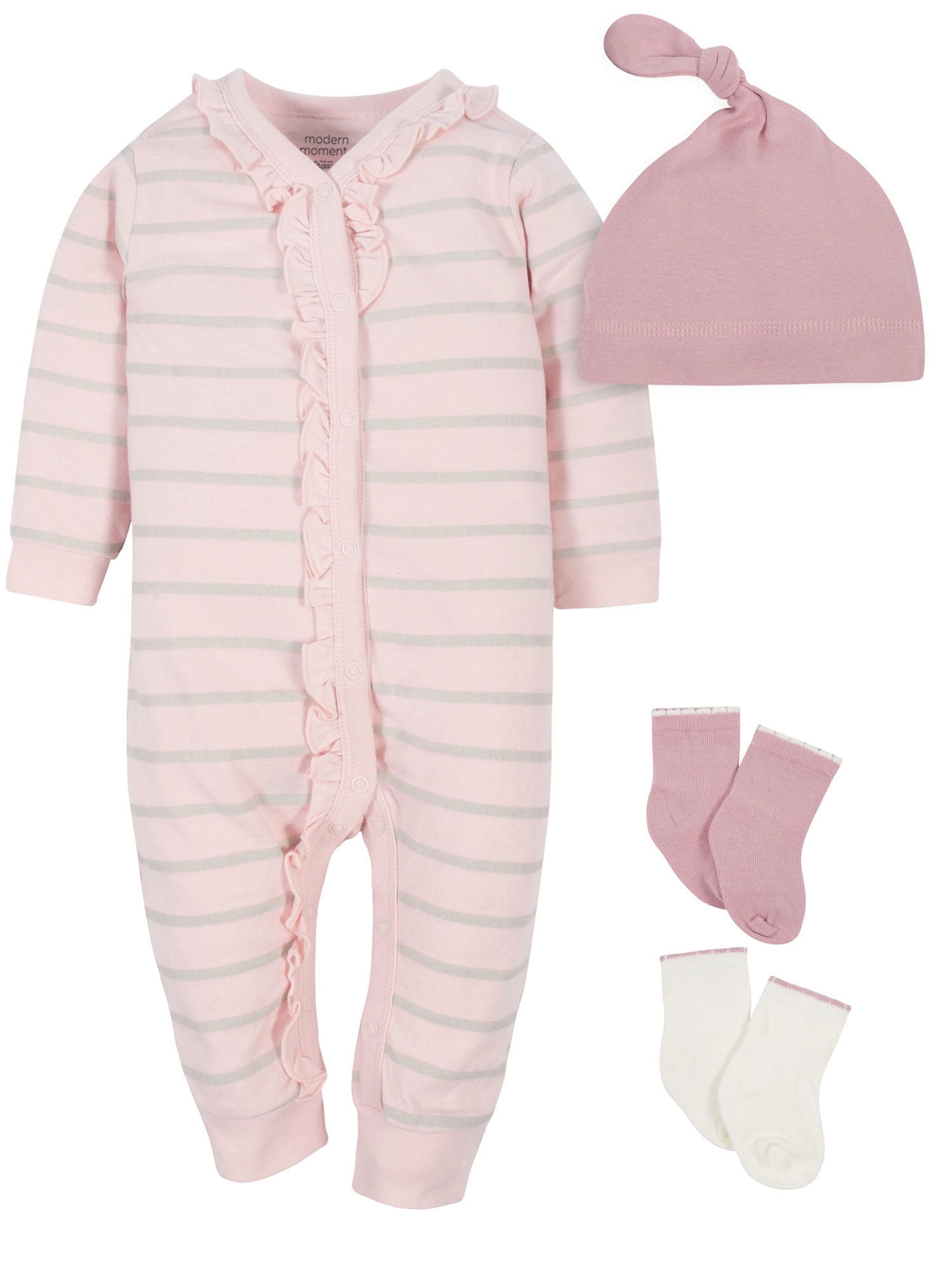 Buy Modern Moments by Gerber Baby Girl Coverall & Accessory Set, 4 ...