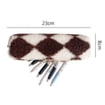thumbnail image 3 of Bolsas De Maquillaje Diamond Plaid Makeup Box Plush Women Wash Pouch para regalos de vacaciones (café) Likrtyny Cuidado Belleza, 3 of 7