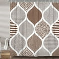 thumbnail image 3 of Tan and Grey Shower Curtain, Brown Retro Bohemian Geometric Fabric Shower Curtains Set for Bathroom Decorative, Boho Modern Paisley Restroom Decor Accessories with Hooks 72X72 Inch, 3 of 6