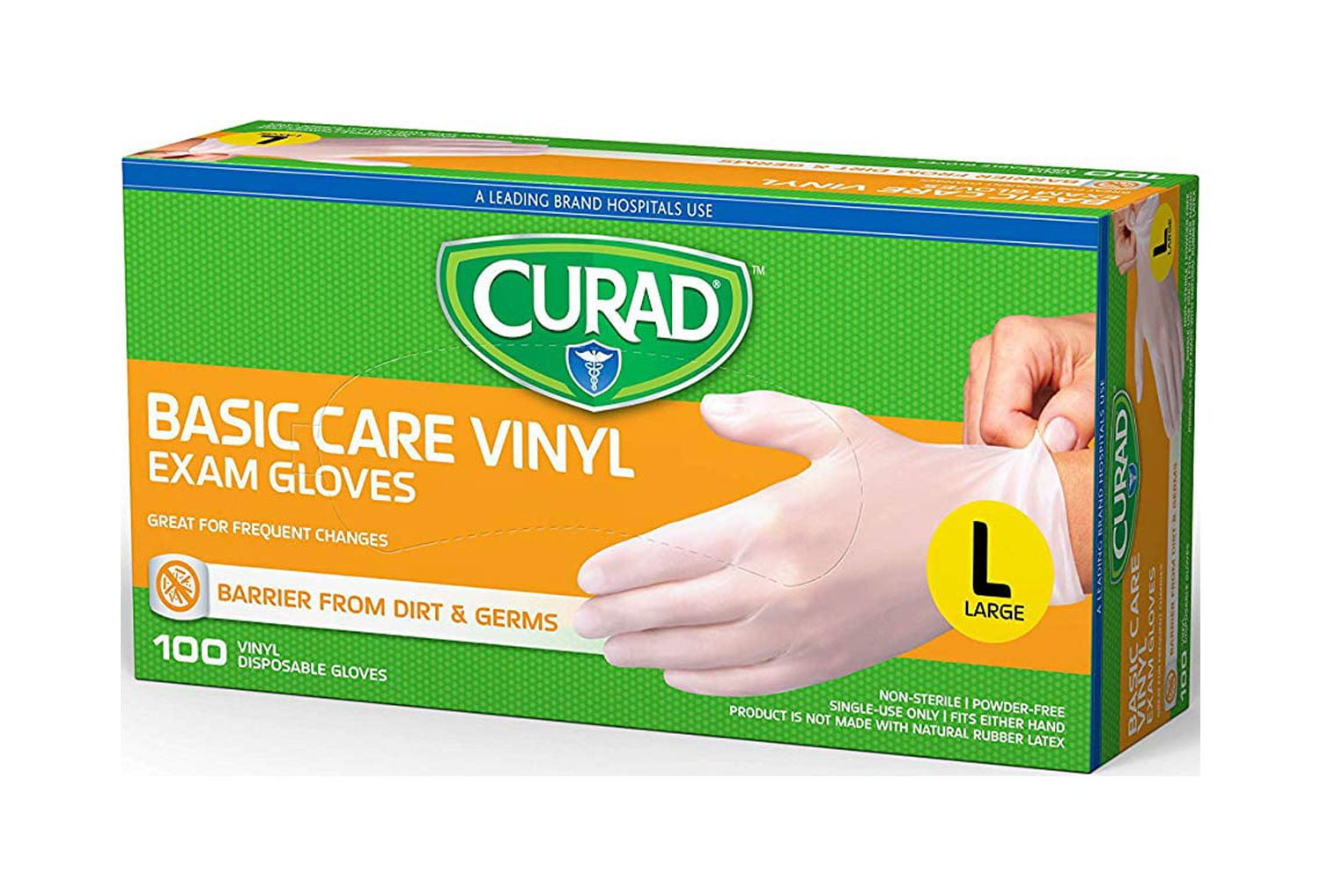 Curad Basic Care 3G Vinyl Exam Gloves, Medium, 300 ct (CUR8235)