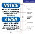 thumbnail image 3 of Bilingual Enter At Your Own Risk Sign, OSHA Sign,, 3 of 8