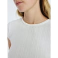 thumbnail image 4 of Free Assembly Women's and Women's Plus Pointelle Mini Tee with Short Sleeves, Sizes XS-4X, 4 of 5