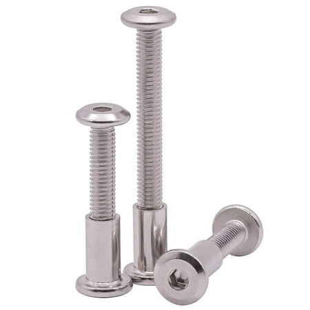 

M6 x 30mm Furniture Screws Barrel Nuts Kit 304 Stainless Steel 18-8 Binging Screws Posts for Beds Furnitures Leather Belt Screws Allen Hex Drive Full Thread UNC 20 Sets