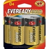 Eveready, EVEA95BP4, Gold Alkaline D Batteries, 4 / Pack, Red