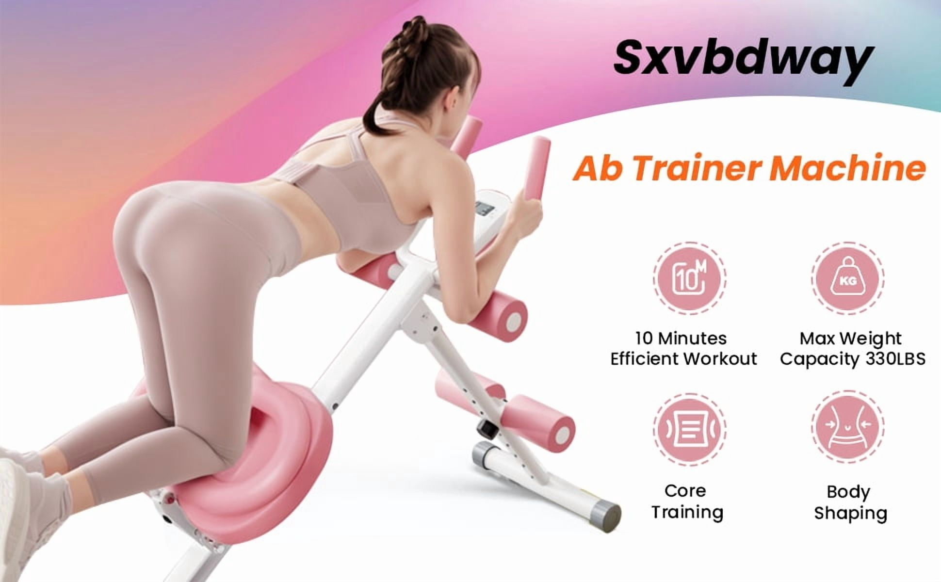 Korogimeeet Abdominal Workout Machine, 5 Height Settings & 3 Incline Angles, LCD Monitor Display, Silent Pulleys, Foldable Core Trainer for Home Gym, 44 x 16 x 31 Inch