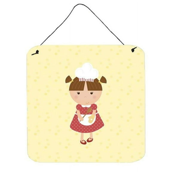Brunette Baker on Yellow Wall or Door Hanging Prints
