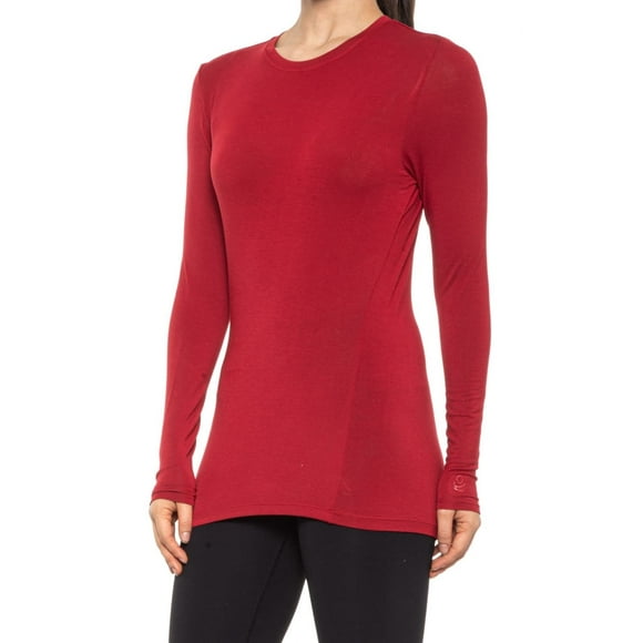 cuddl Duds Womens Softwear with Stretch Long Sleeve crew Neck Top (Scarlet, Large)