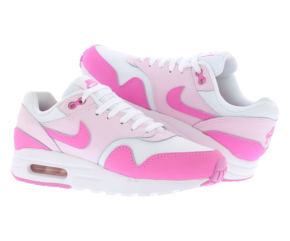 Nike Air Max 1 Big Kids' Shoes Color: Summit White/Photon Dust/Hyper Royal/Obsidian Size: 6Y