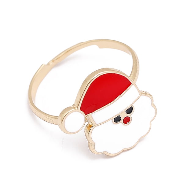 Anillo Abierto Wmkox8yii Aleación Gota Aceite Muñeco de Nieve Árbol de Navidad