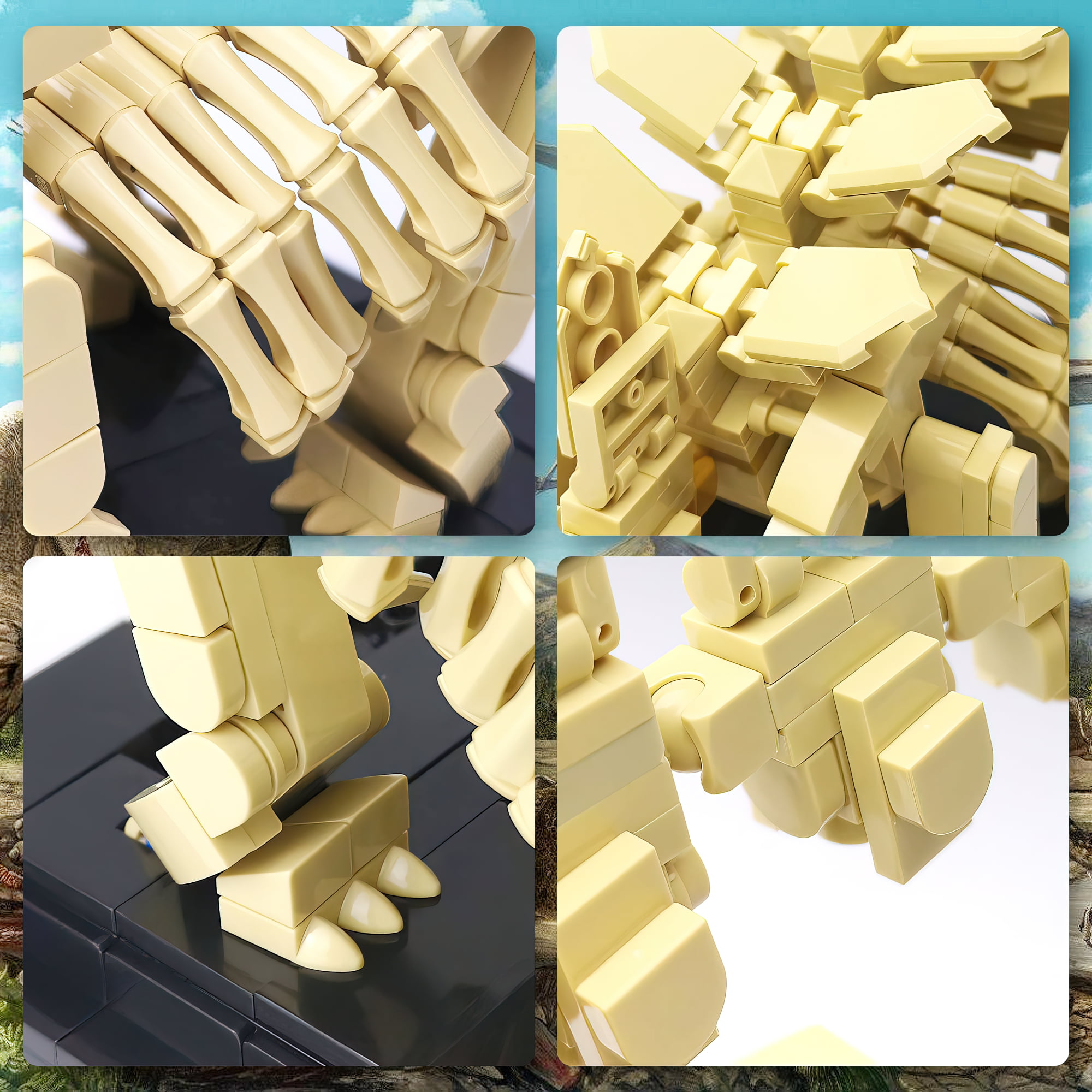 MACTANO Dinosaur Building Block Set Stegosaurus Fossils Building Bricks Kit Toy for Kid Adult Beige