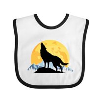 Inktastic Wolf Wilderness Mountains Moon Boys or Girls Baby Bib